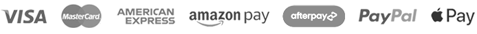 We Accept Visa, MasterCard, American Express, Amazon Pay, Afterpay, PayPal and Apple Pay